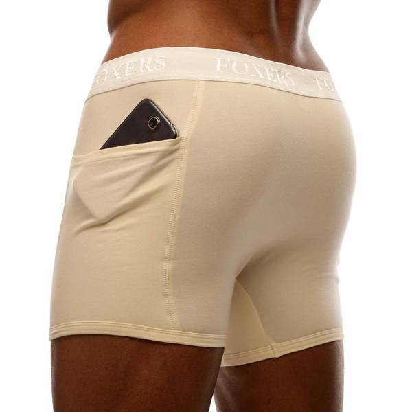 MEN'S IVORY BOXER BRIEF WITH IVORY LOGO FOXERS WAISTBAND