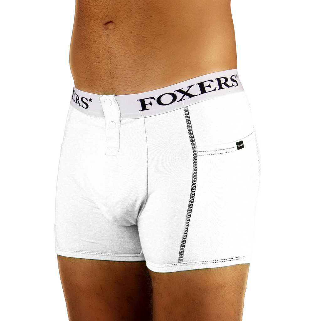 Men's White Boxer Briefs with Foxers Logo Band